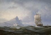 Anton Melbye Anton Melbye Sailing ship off Gibraltar oil painting artist